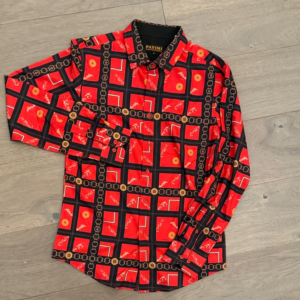 Red and Black Patterned Men's Shirt